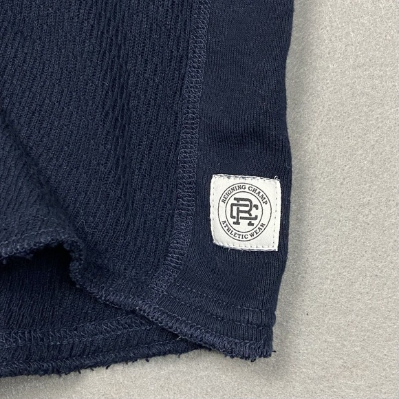 Reigning Champ Shirt Mens Large Blue Thermal Waffle Knit Henley Outdoors Hiking - Picture 4 of 9